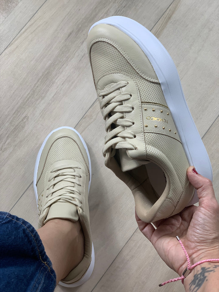 Tchocco Creme Leather Sneakers