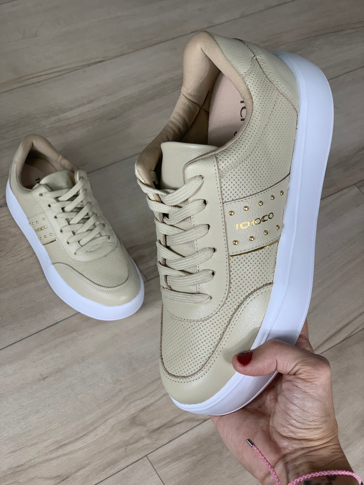 Tchocco Creme Leather Sneakers