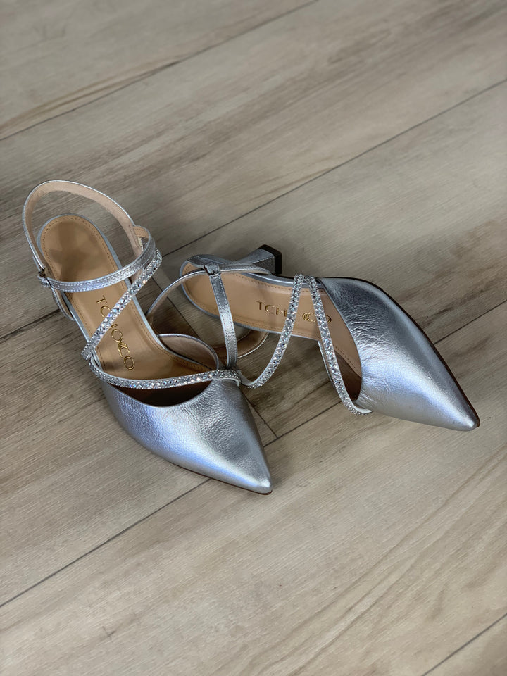 Tchocco Silver Rhinestones Classic Heels
