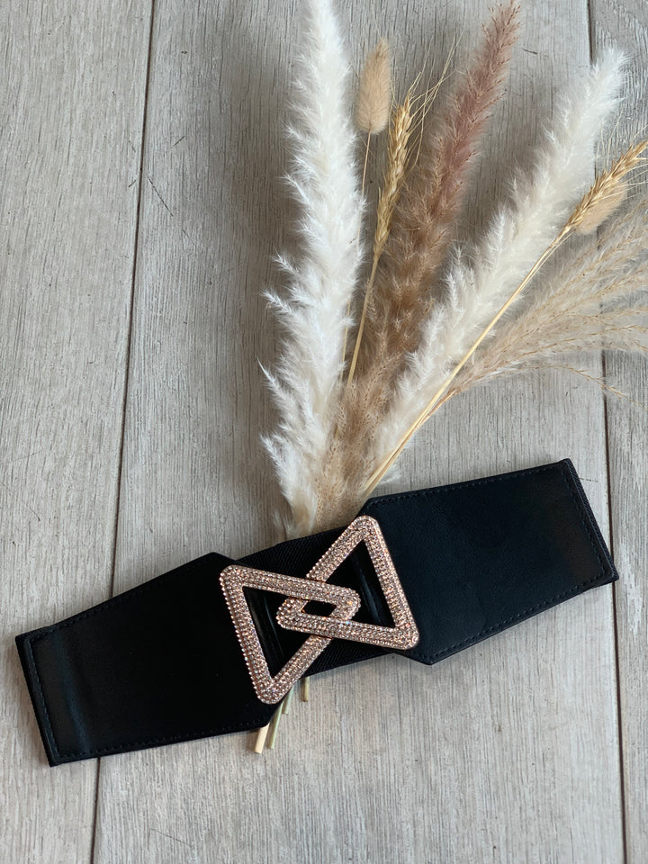 Black Rhinestone Triangle Belt