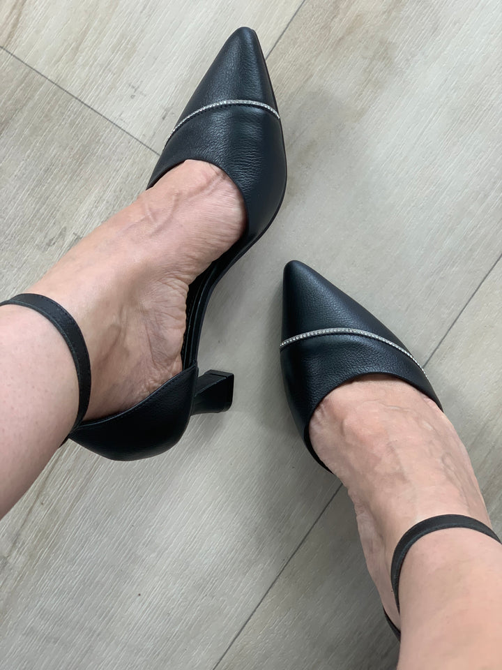 Tchocco Black Rhinestones Classic Heels