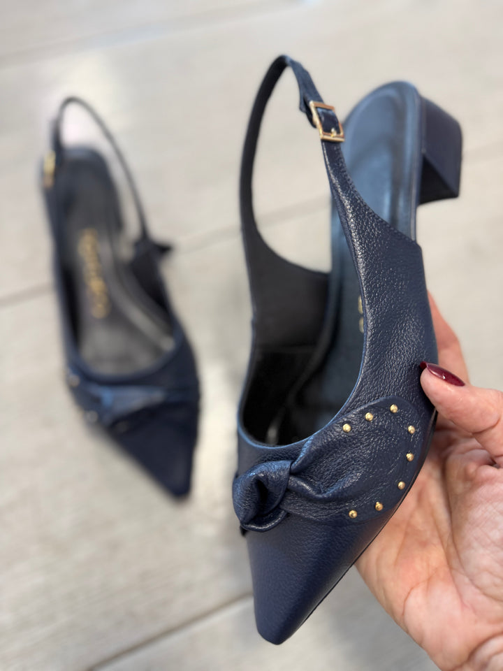 Tchocco Navy Bow Slingback Flats