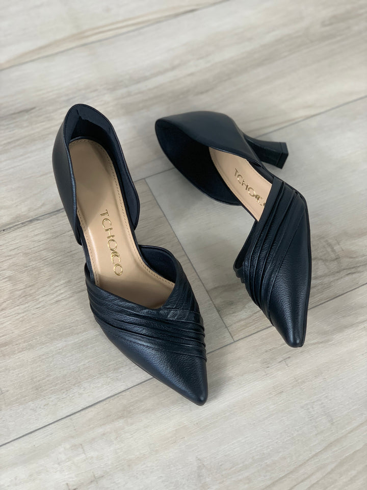 Tchocco Black Draping Classic Open Heels