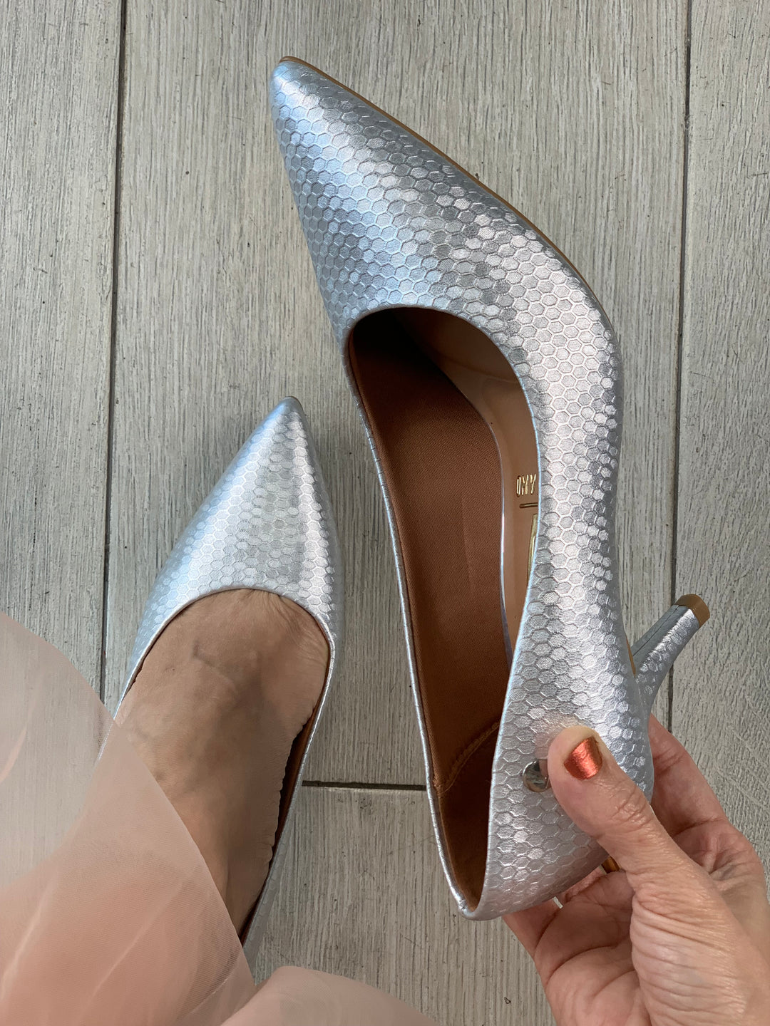 Vizzano Silver Textured Heels