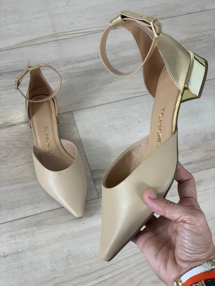 Tchocco Nude Gold Mary Janes