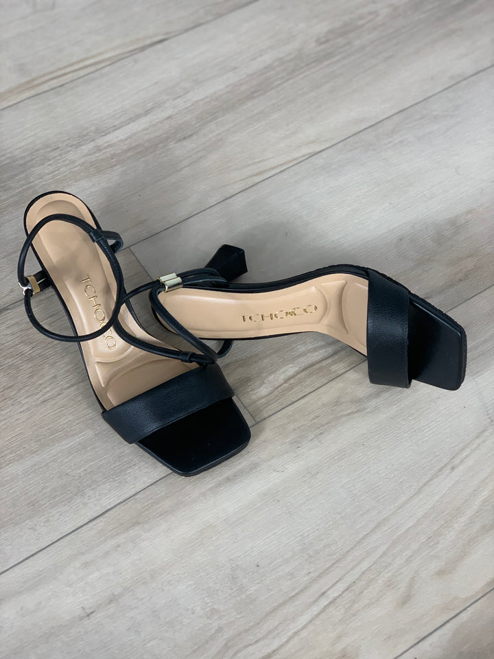 Tchocco Black/Gold Heels Sandals