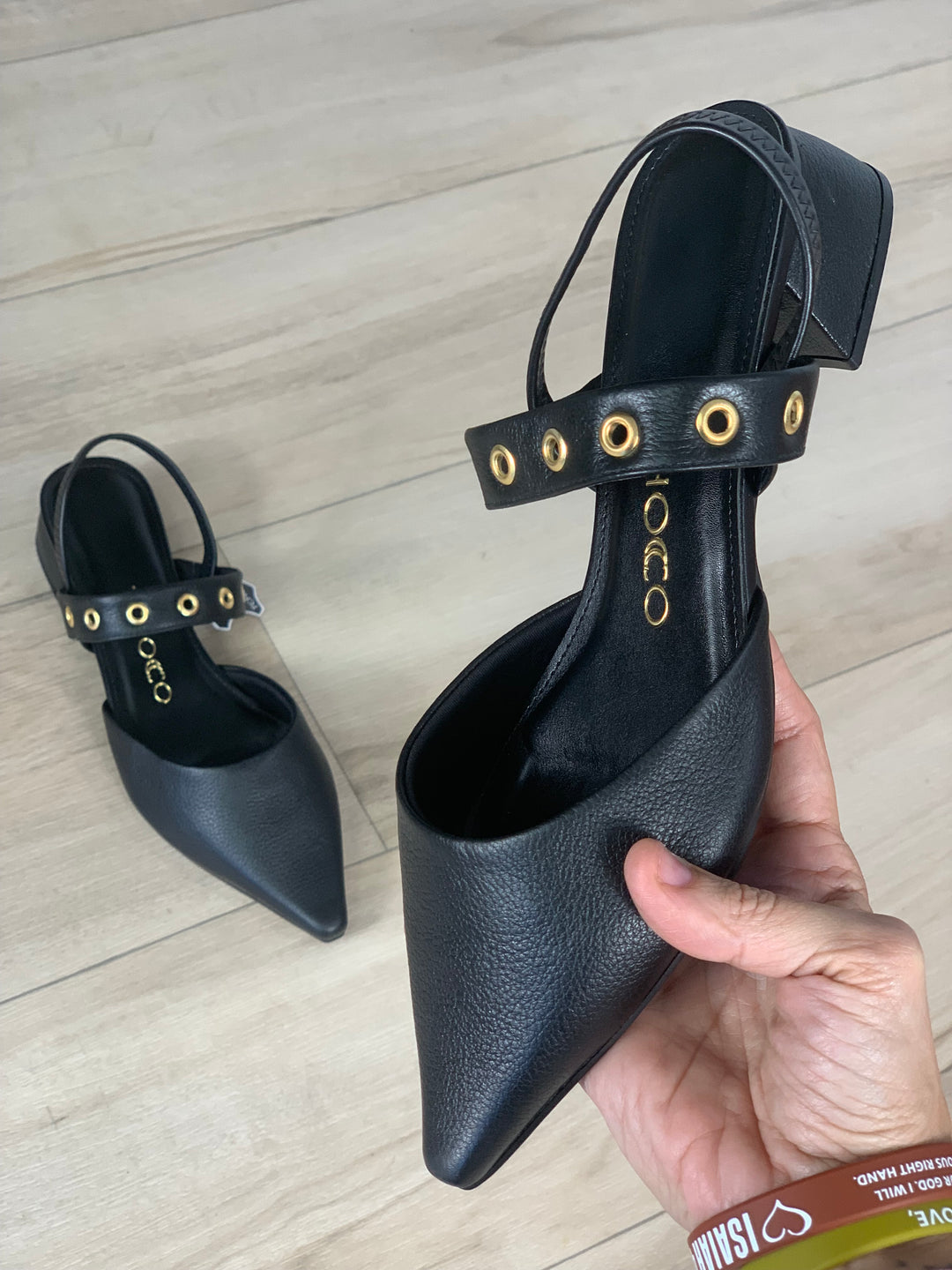 Tchocco Black Slingback Flats