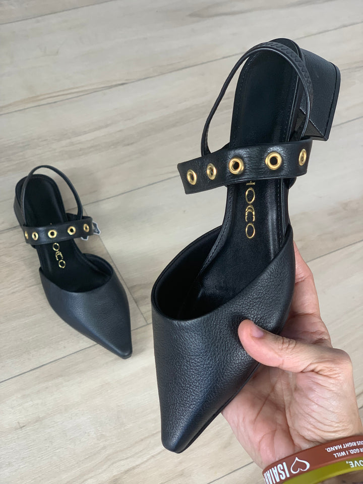 Tchocco Black Slingback Flats