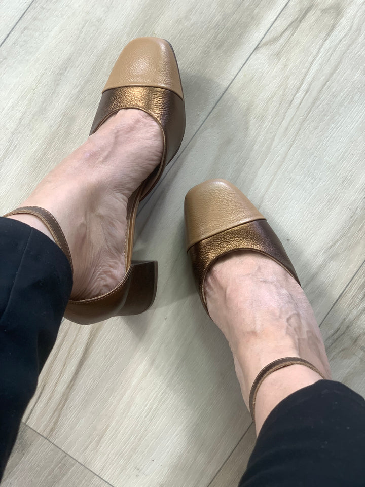 Tchocco Bronze/Camel Block Heels