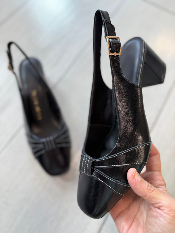 Tchocco Black RT Slingback Block Heels