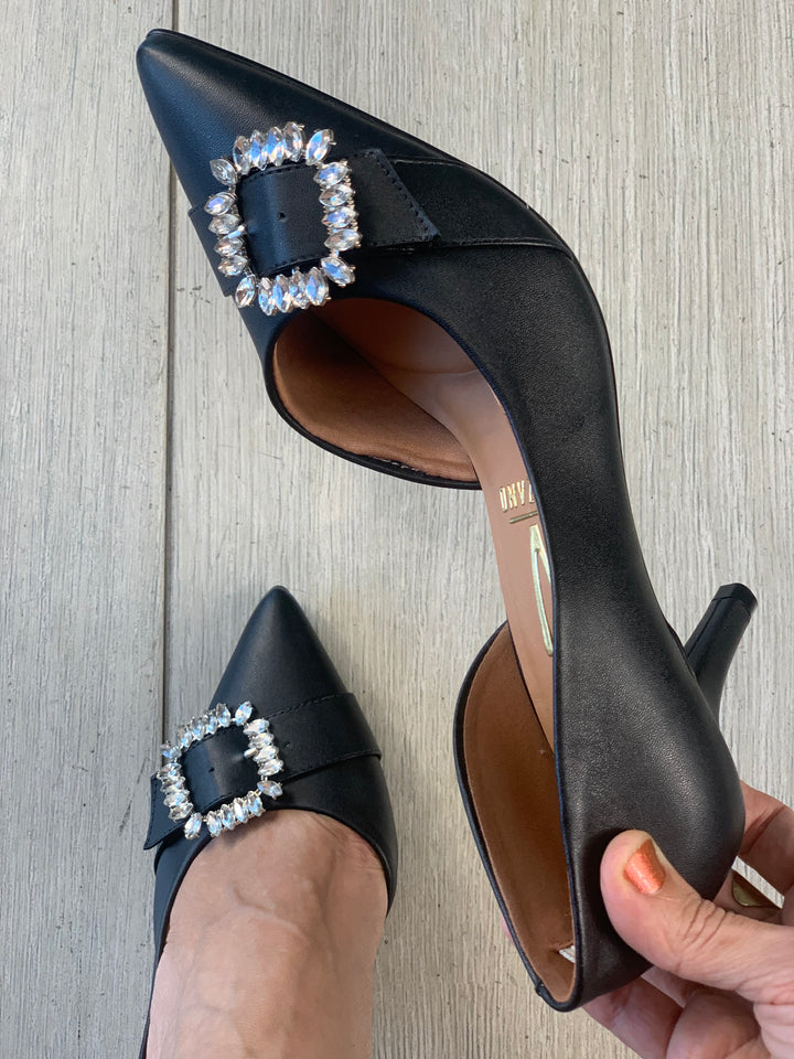 Vizzano Black Rhinestones Buckle Heels