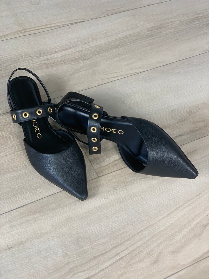 Tchocco Black Slingback Flats