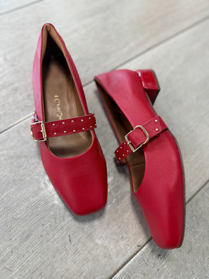 Tchocco Red Buckle Flats