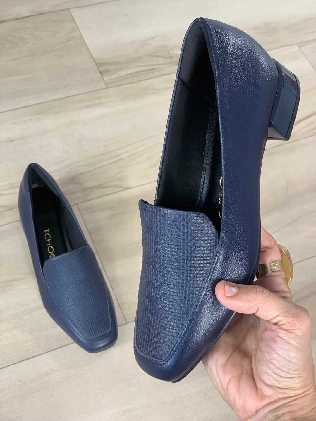 Tchocco Navy Textured Flats