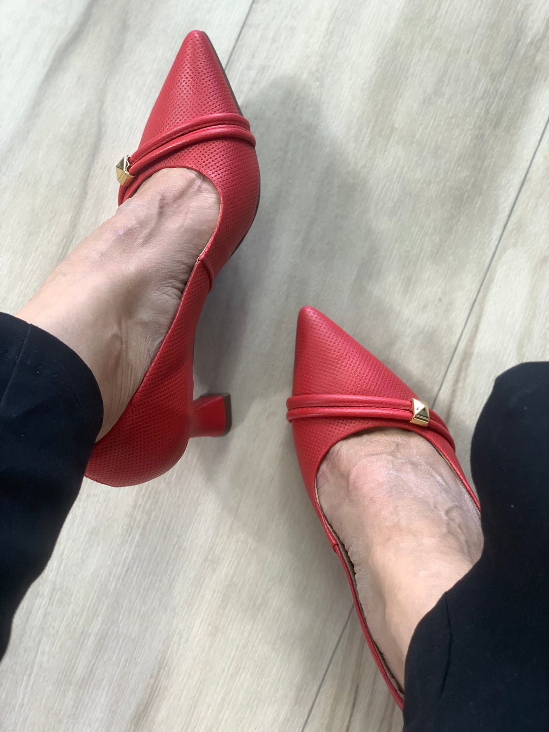 Tchocco Red Strap Detail Classic Heels