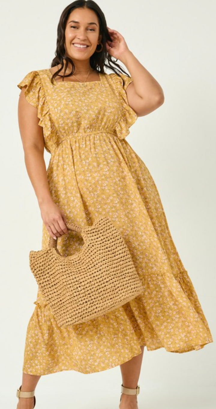 Yellow Midi Plus Size