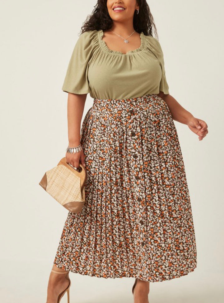 Brown Maxi Plus Size Skirt