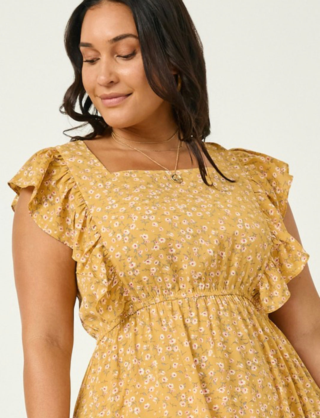 Yellow Midi Plus Size