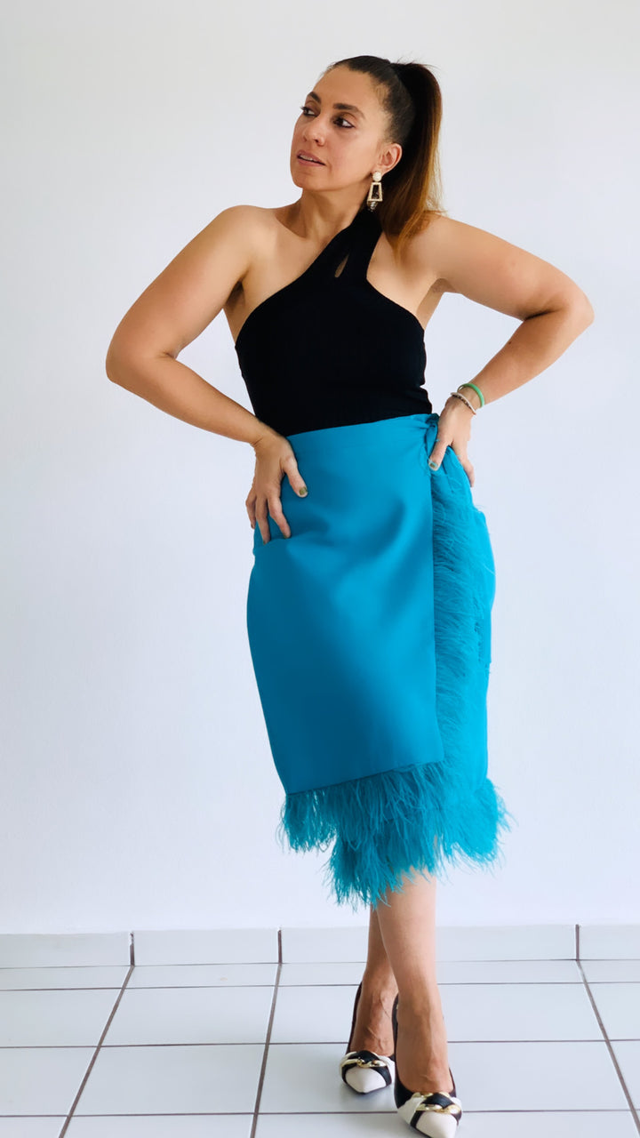 Turquoise Feather Skirt