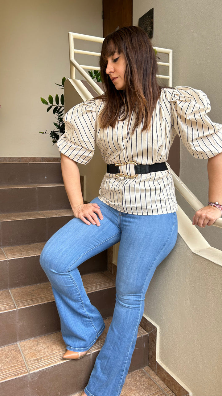 Striped Belted Blouse