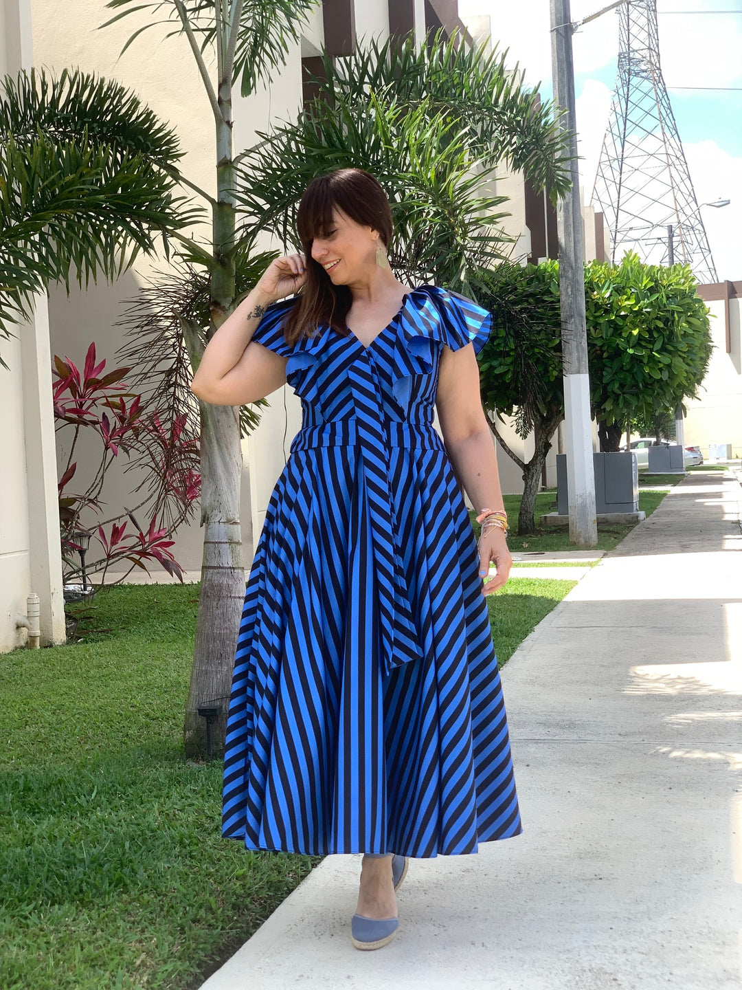 Blue Black Stripes Dress